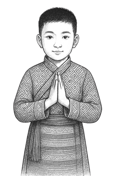 Boy greeting with Namaste